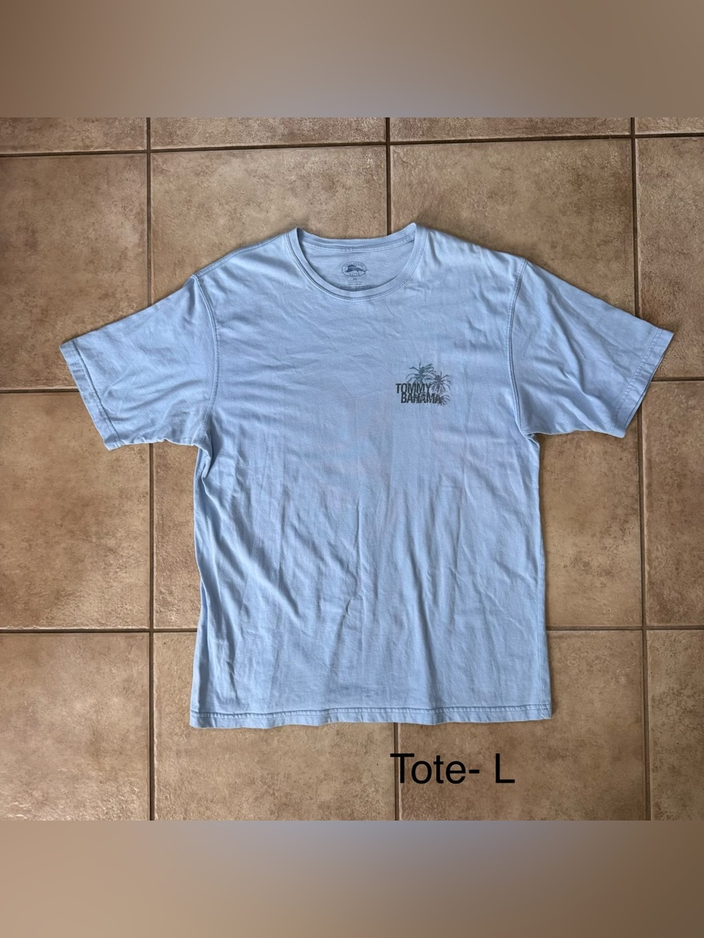 Tommy Bahama Pale Blue Short-Sleeve Crewneck Tee with Palm Logo